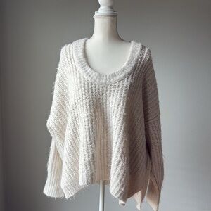 Free People | Cream Scoop Neck Oversized Sweater